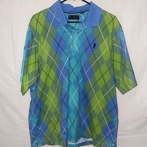 Mens Blue Green Diamond PAYNE STEWART Golf Polo Shirt L